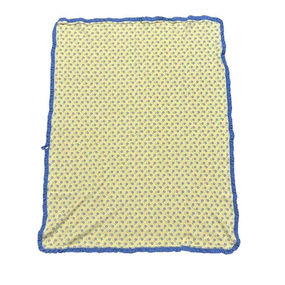 Vintage 1997 Gymboree French Country Baby Blanket Ruffle Trim Reversible